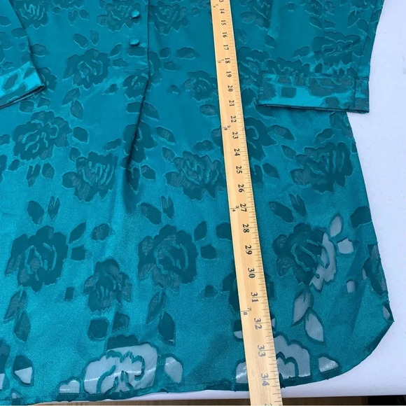 Victoria Secret Gold Label Night Shirt Medium Long Sleeve Semi Sheer Green Vtg - Picture 13 of 13